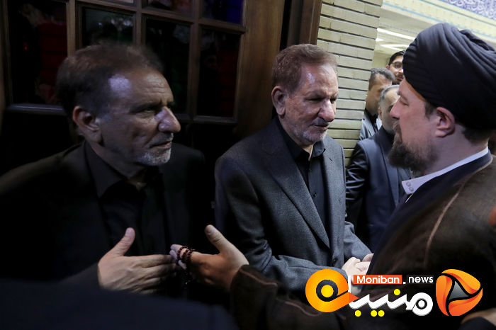 گزارش تصویری| حضور خاتمی، روحانی، خمینی و لاریجانی در مراسم ختم والده اسحاق جهانگیری