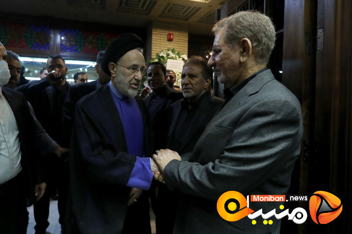 گزارش تصویری| حضور خاتمی، روحانی، خمینی و لاریجانی در مراسم ختم والده اسحاق جهانگیری