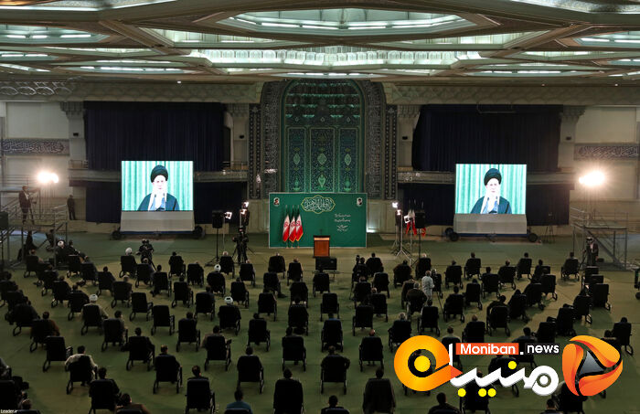 نشست تصویری رهبر معظم انقلاب اسلامی  با جمعی از مداحان