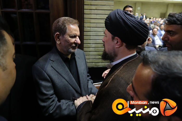 گزارش تصویری| حضور خاتمی، روحانی، خمینی و لاریجانی در مراسم ختم والده اسحاق جهانگیری